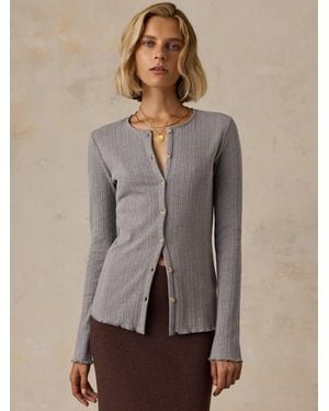 Faherty Paradise Pointelle Cardigan - Grey