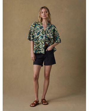 Faherty Montecito Linen Relaxed Camp Shirt - Green