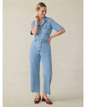 Faherty Denim Michelle Short-Sleeve Jumpsuit - Blue