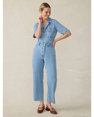 Faherty Short-Sleeve Denim Michelle Jumpsuit - Blue