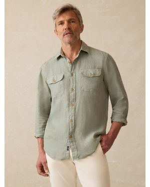 Faherty Irish Linen Safari Shirt - Green