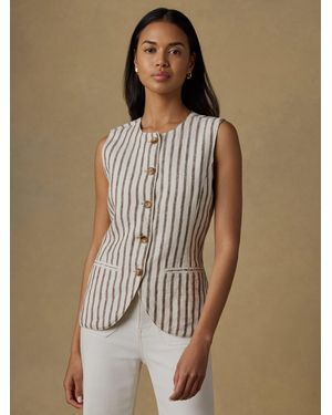 Faherty Sun Strider Linen Vest - Brown