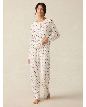 Faherty Cloud Henley Pyjama Trousers Set - Natural