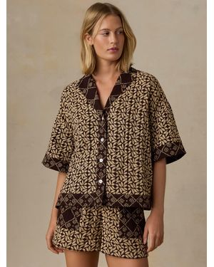 Faherty Dune Cotton Gauze Relaxed Camp Shirt - Brown