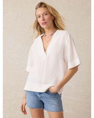 Faherty Dune Cotton Gauze Short Sleeve Popover - Natural