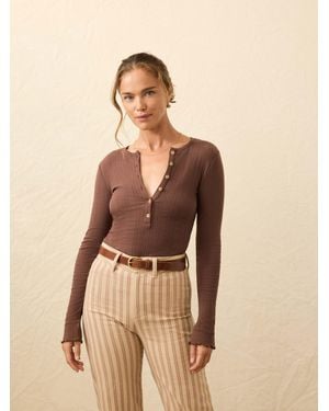 Faherty Paradise Pointelle Henley T-Shirt - Natural