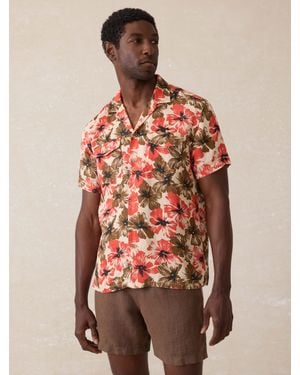 Faherty Short Sleeve Reserve Basque Camp Shirt - Red