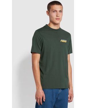 Farah Vere Regular Fit Organic Cotton Graphic T-Shirt - Green