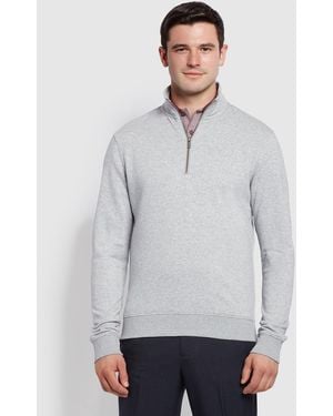 Farah Aintree Modern Fit Quarter Zip Jumper - Grey