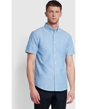 Farah Drayton Short Sleeve Oxford Shirt - Blue