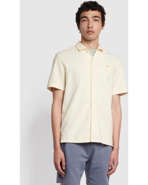 Farah Cresswell Casual Fit Short Sleeve Organic Cotton Shirt - Natural
