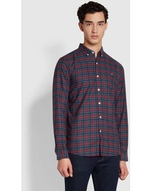 Farah Fraser Check Organic Cotton Shirt - Blue