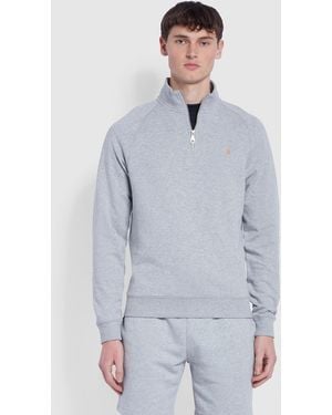 Farah Jim Tall Fit Organic Cotton Quarter Zip Sweatshirt - Grey
