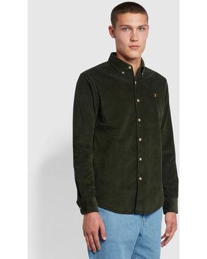 Farah Bowery Casual Fit Organic Cotton Corduroy Shirt - Green