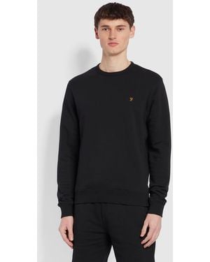 Farah Tim Tall Fit Organic Cotton Crew Neck Sweatshirt - Black