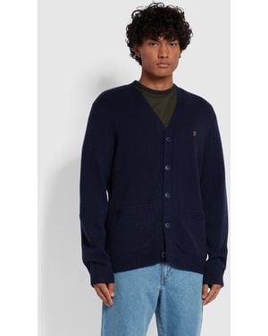 Farah Birchall Slim Fit Wool Cardigan - Blue