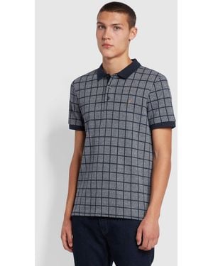 Farah Hunningale Slim Fit Check Polo Shirt - Grey