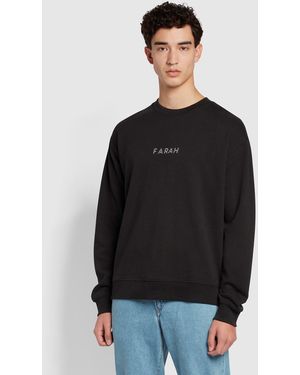 Farah Zermatt Relaxed Fit Organic Cotton Crew Neck Sweatshirt - Black