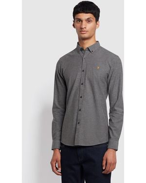 Farah Steen Slim Fit Brushed Organic Cotton Shirt - Grey