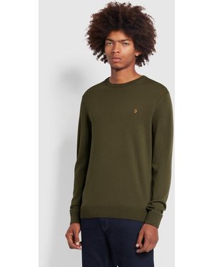 Farah Mullen Merino Wool Crew Neck Jumper - Green