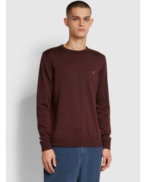 Farah Mullen Merino Wool Crew Neck Jumper - Red