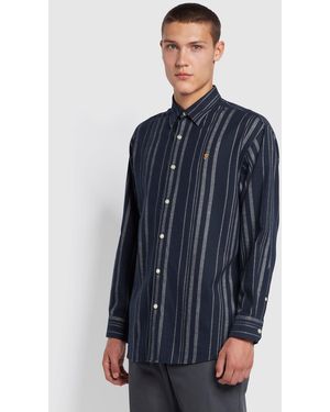Farah Thompson Stripe Organic Cotton Shirt - Blue