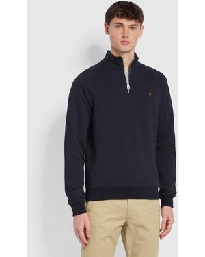 Farah Jim Organic Cotton Quarter Zip Sweatshirt - Blue