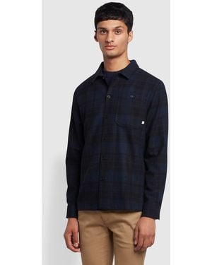 Farah Marks Relaxed Fit Check Shirt - Blue