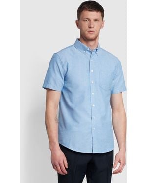 Farah Drayton Short Sleeve Oxford Shirt - Blue