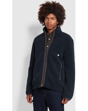 Farah Trenchton Full Zip Sherpa Jacket - Blue