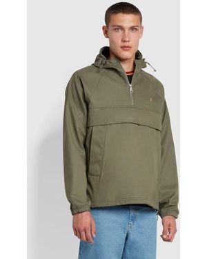 Farah Mike Overhead Quarter Zip Organic Cotton Jacket - Green