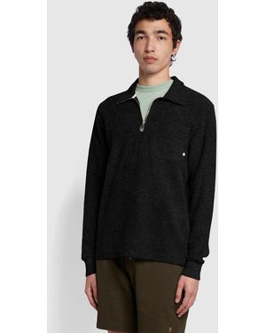Farah Shepton Regular Fit Quarter Zip Sweatshirt - Black
