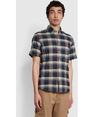 Farah Cashell Casual Fit Short Sleeve Organic Cotton Shirt - Blue