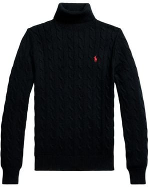 Polo Ralph Lauren Cable-Knit Turtleneck Sweater - Blue