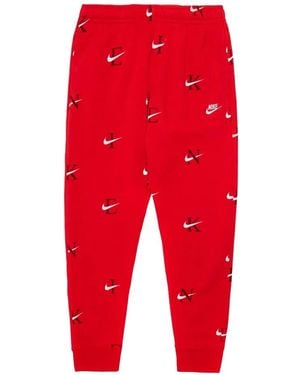 Nike Sportswear Club Logo-Print Track Pants - Red