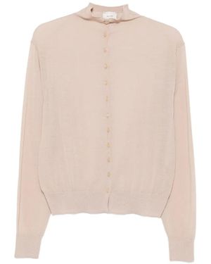 Alysi Button-Up Mock-Neck Cardigan - White