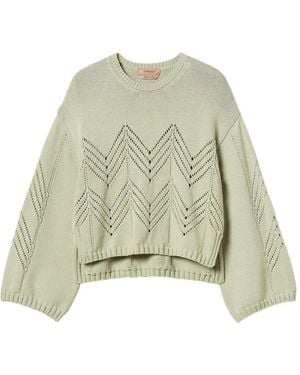 Twinset Wool Blend Jumper With Chevron Pattern - Green