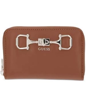 Guess Portefeuille Janie À Plaque Logo Et Détail De Mors - Marron
