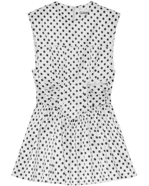 Ganni Polka Dot-Print Mini Dress - White