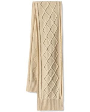 ARMANI EXCHANGE Cable-Knit Ribbed-Trim Scarf - Natural