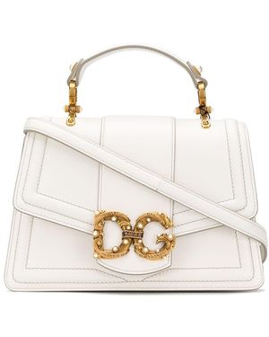Dolce & Gabbana Small Dg Amore Bag In Calfskin - White