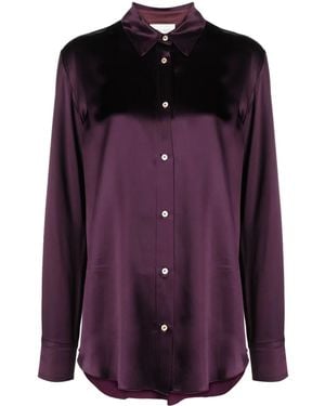 forte_forte Satin-Finish Long-Sleeve Shirt - Purple