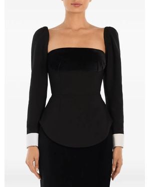 POST MERIDIEM Velvet Long-Sleeve Top - Black