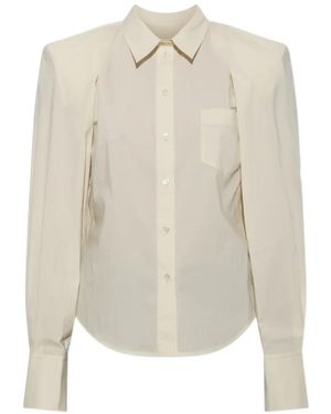 IRO Lizbeth Padded-Shoulder Chest-Pocket Shirt - White