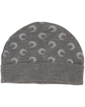 Marine Serre Moon-Print Beanie Hat - Grey