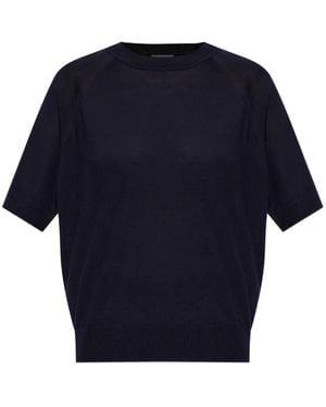 Moncler Raglan-Sleeve Wool T-Shirt - Blue