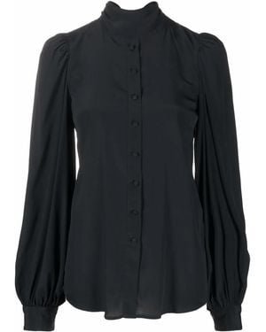 WANDERING Stand-Up Collar Blouse - Black