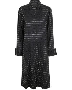 Maria Calderara Buttoned Striped Dress - Black