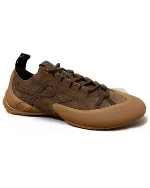 Loewe Grip Lace-Up Suede Trainers - Brown