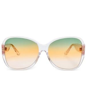 Linda Farrow Oversized-Frame Sunglasses - Green